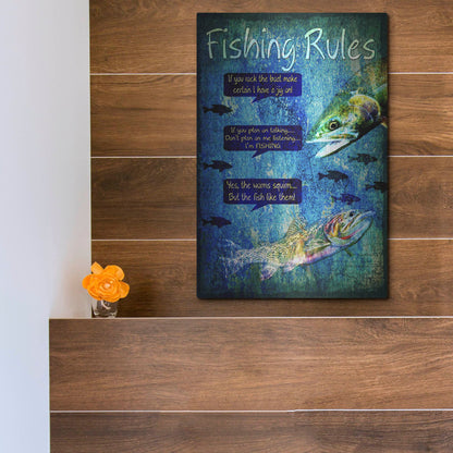 Luxe Metal Art 'Fishing Rules' by Lightbox Journal, Metal Wall Art,12x16