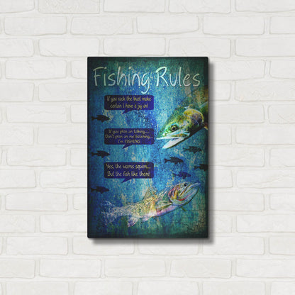 Luxe Metal Art 'Fishing Rules' by Lightbox Journal, Metal Wall Art,16x24