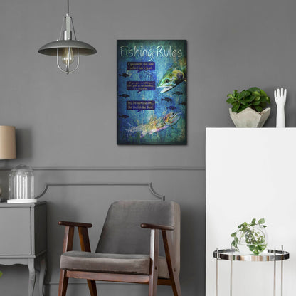 Luxe Metal Art 'Fishing Rules' by Lightbox Journal, Metal Wall Art,16x24