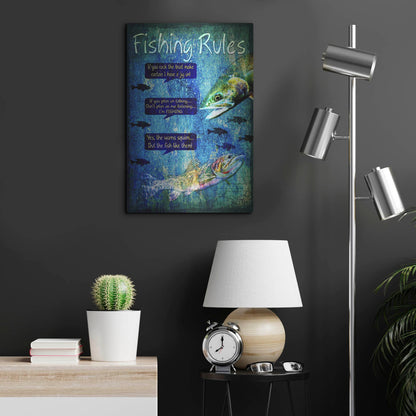 Luxe Metal Art 'Fishing Rules' by Lightbox Journal, Metal Wall Art,16x24