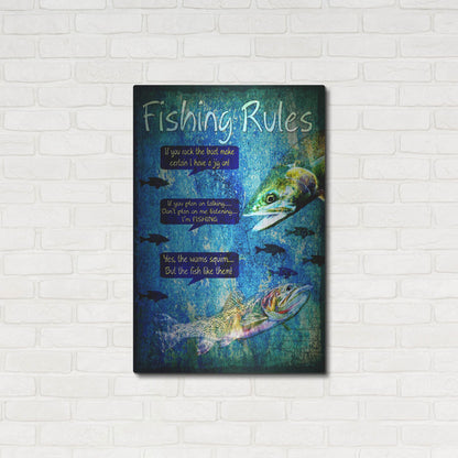 Luxe Metal Art 'Fishing Rules' by Lightbox Journal, Metal Wall Art,24x36