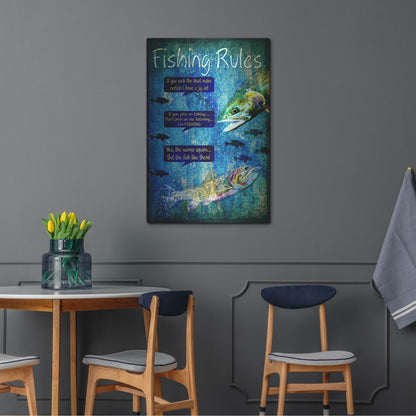 Luxe Metal Art 'Fishing Rules' by Lightbox Journal, Metal Wall Art,24x36