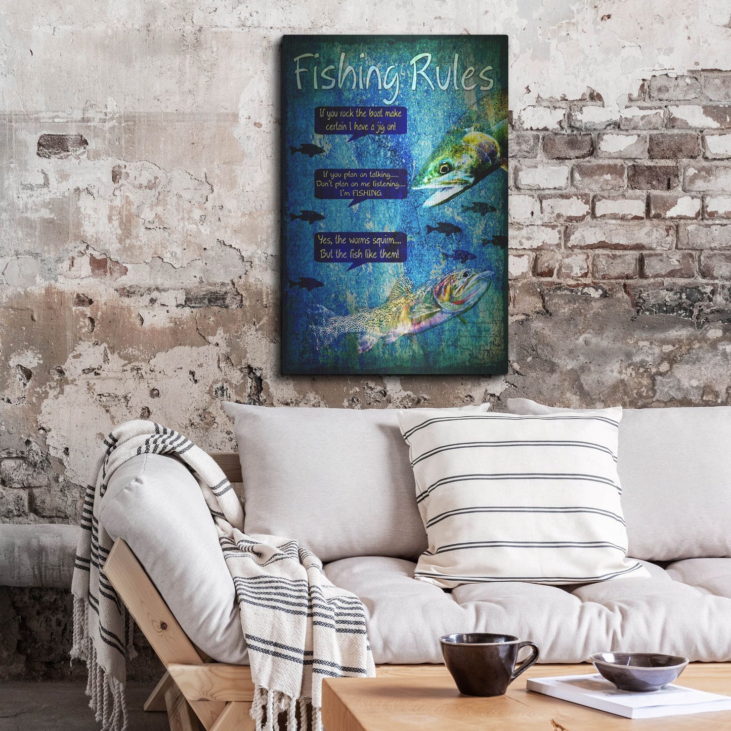 Luxe Metal Art 'Fishing Rules' by Lightbox Journal, Metal Wall Art,24x36