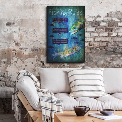 Luxe Metal Art 'Fishing Rules' by Lightbox Journal, Metal Wall Art,24x36