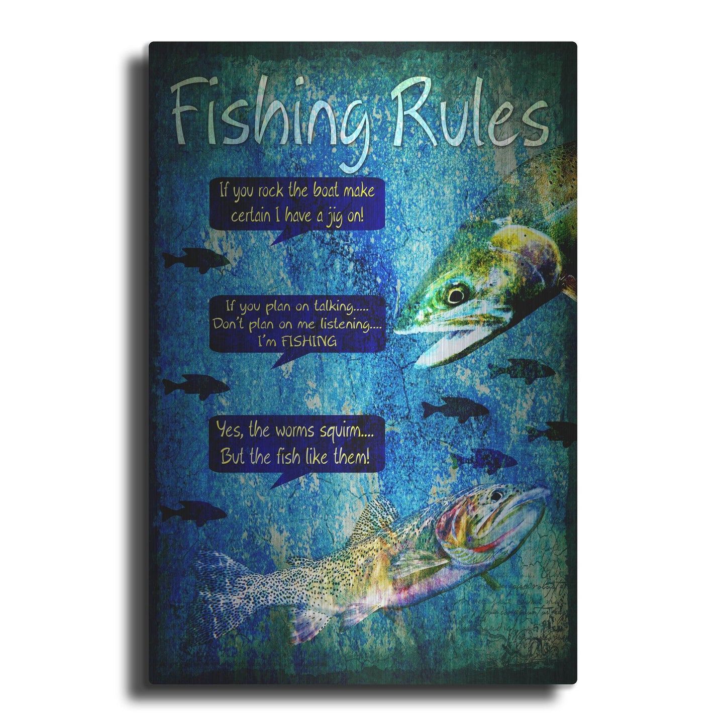 Luxe Metal Art 'Fishing Rules' by Lightbox Journal, Metal Wall Art