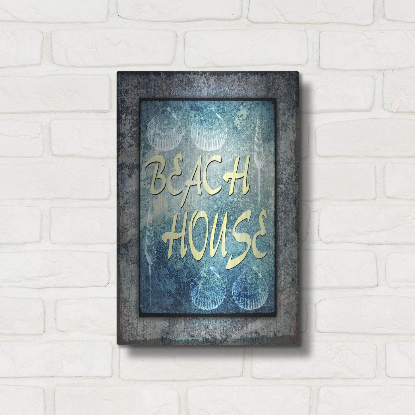 Luxe Metal Art 'Hello Beach House' by Lightbox Journal, Metal Wall Art,12x16