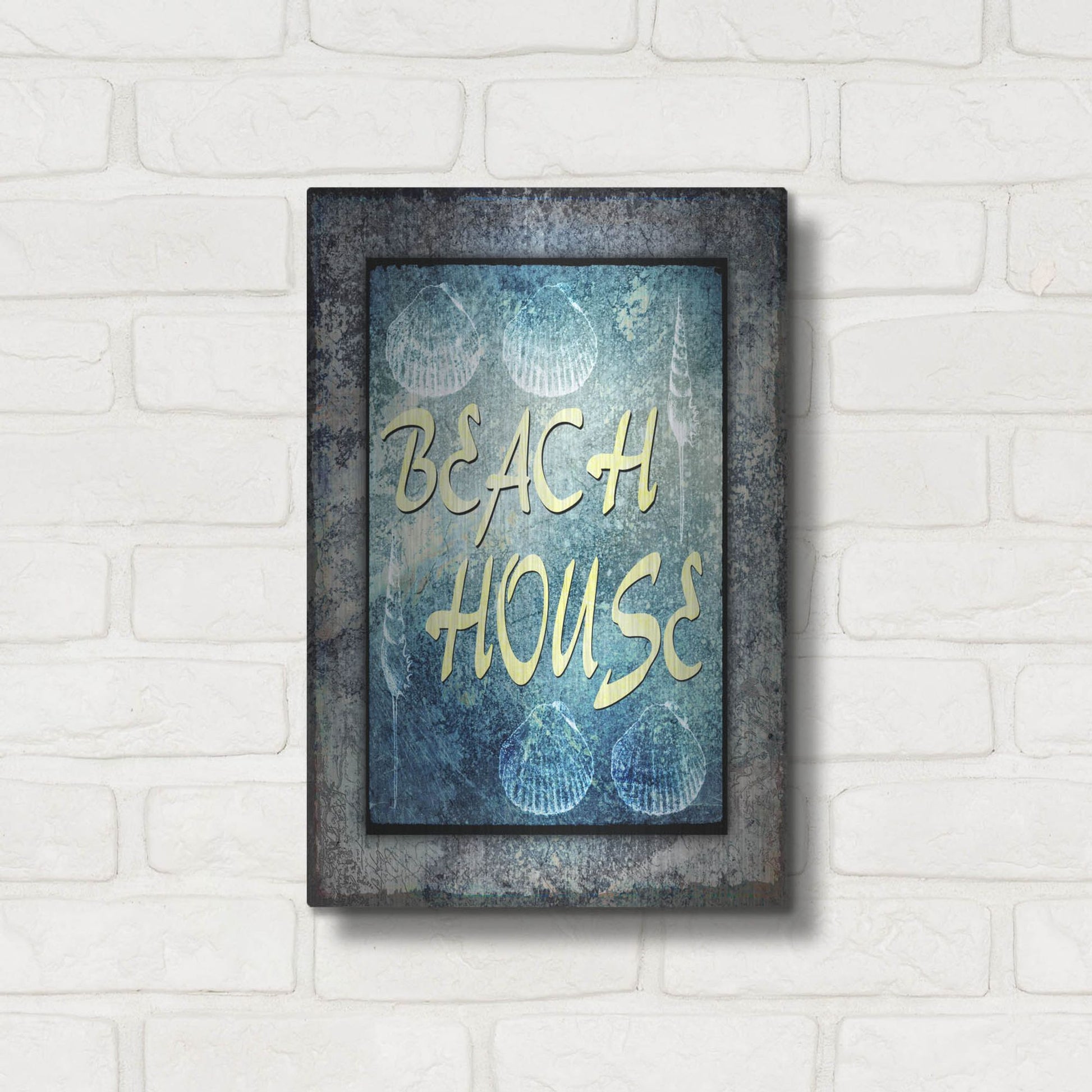 Luxe Metal Art 'Hello Beach House' by Lightbox Journal, Metal Wall Art,12x16