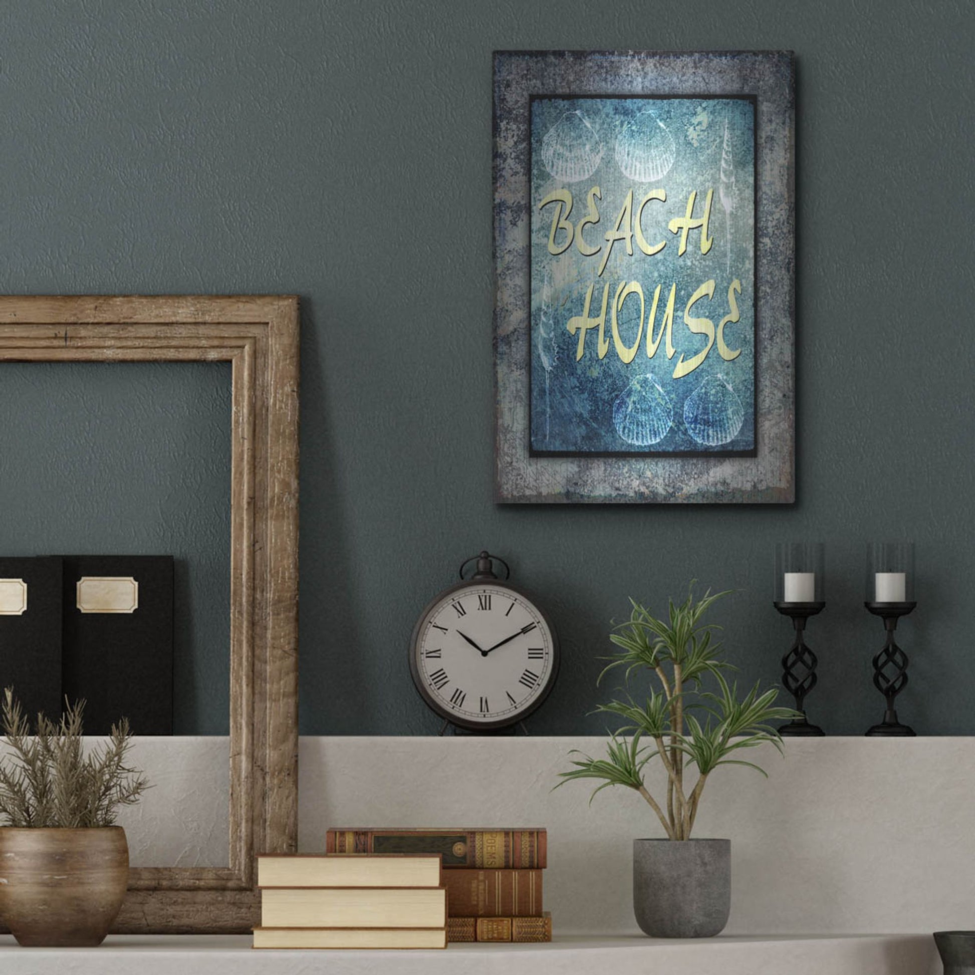 Luxe Metal Art 'Hello Beach House' by Lightbox Journal, Metal Wall Art,12x16