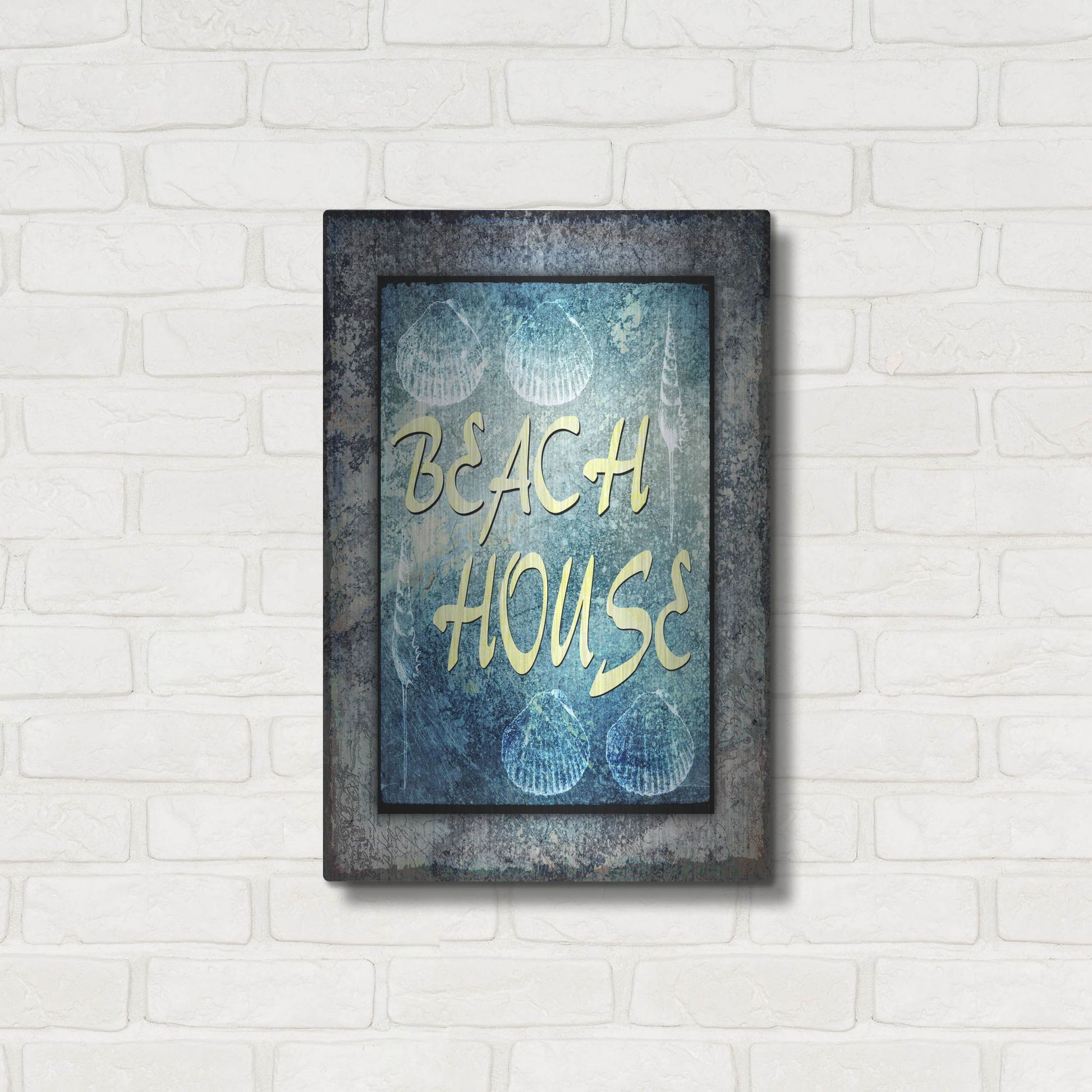Luxe Metal Art 'Hello Beach House' by Lightbox Journal, Metal Wall Art,16x24