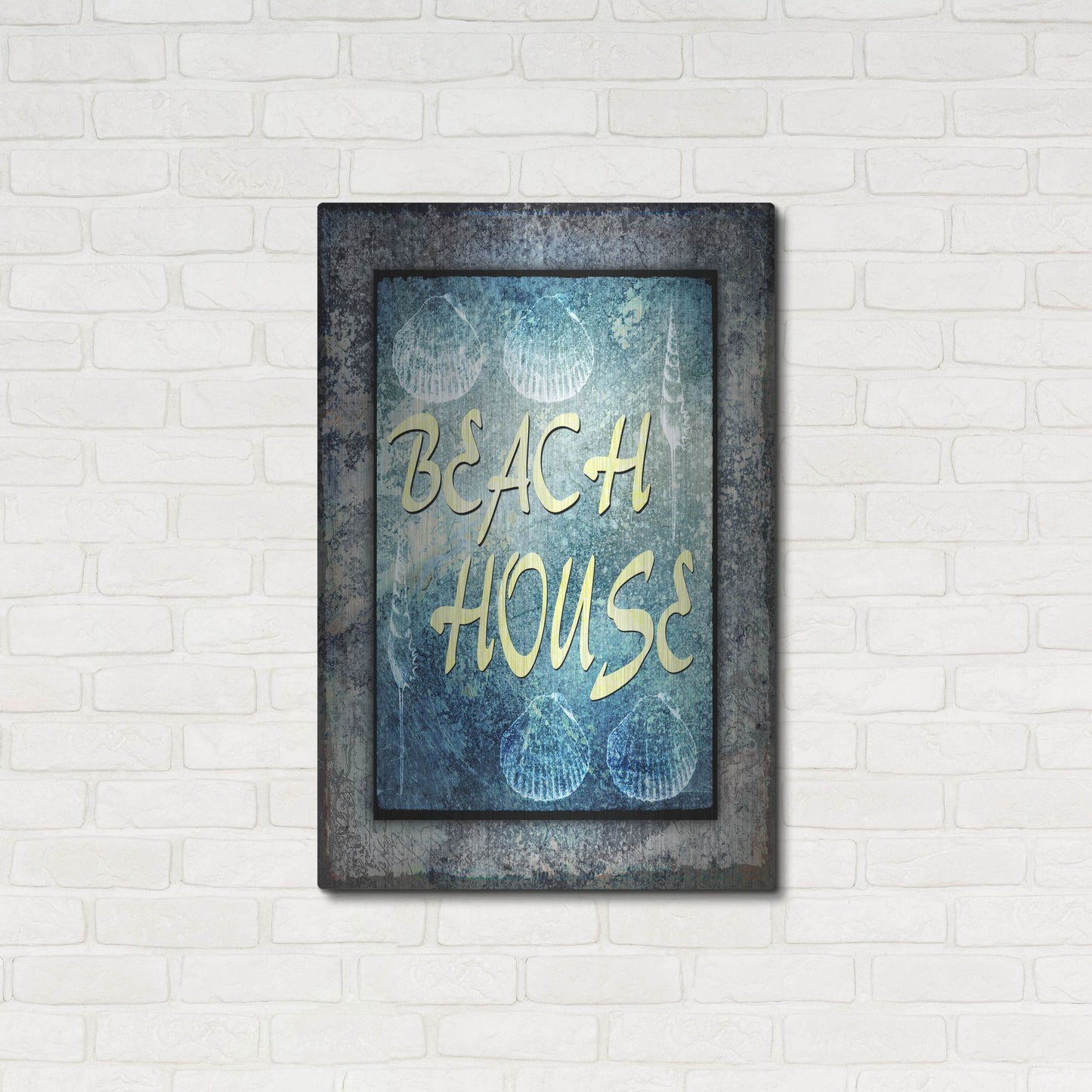 Luxe Metal Art 'Hello Beach House' by Lightbox Journal, Metal Wall Art,24x36