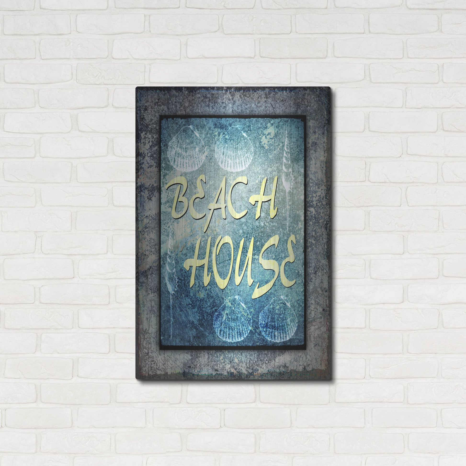 Luxe Metal Art 'Hello Beach House' by Lightbox Journal, Metal Wall Art,24x36