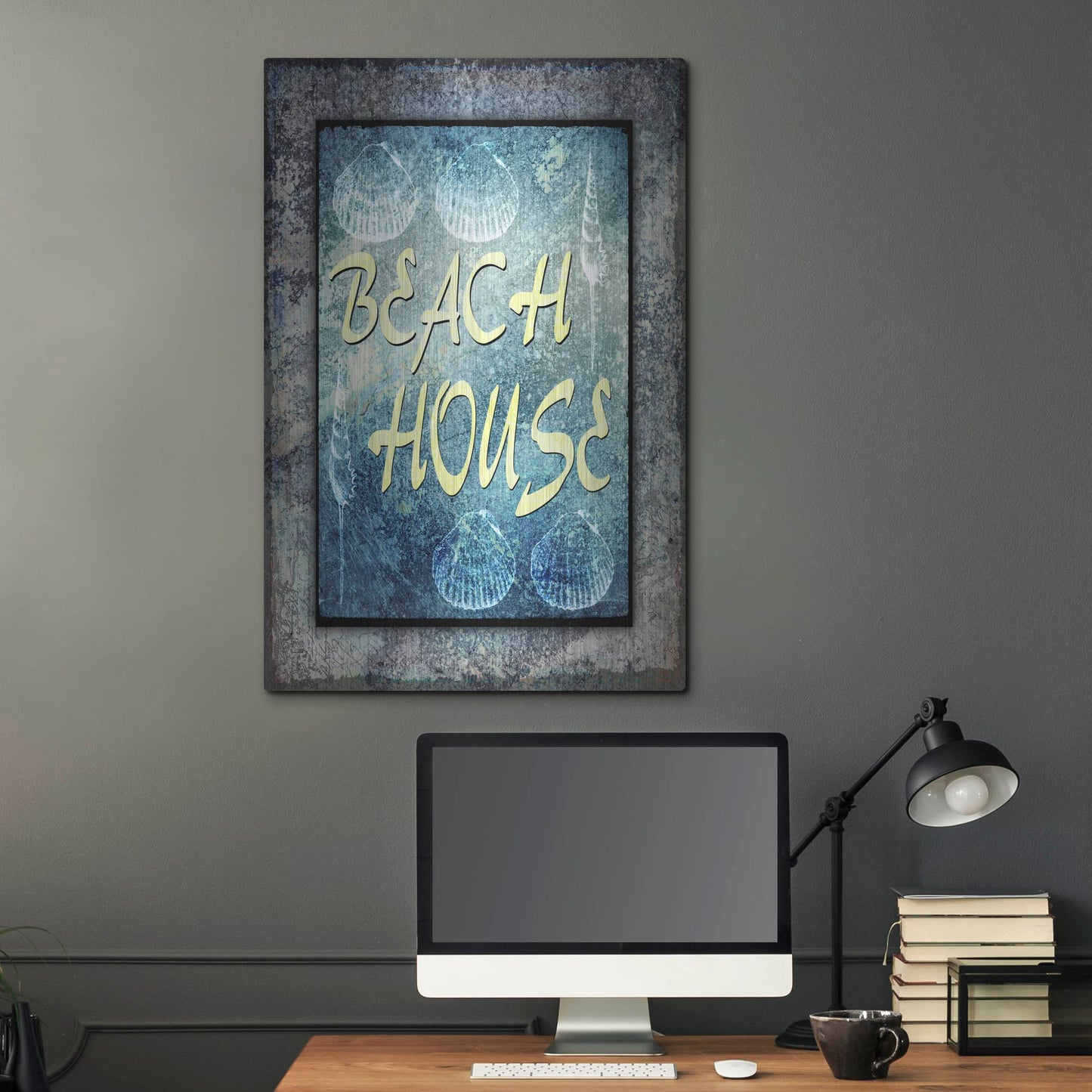 Luxe Metal Art 'Hello Beach House' by Lightbox Journal, Metal Wall Art,24x36