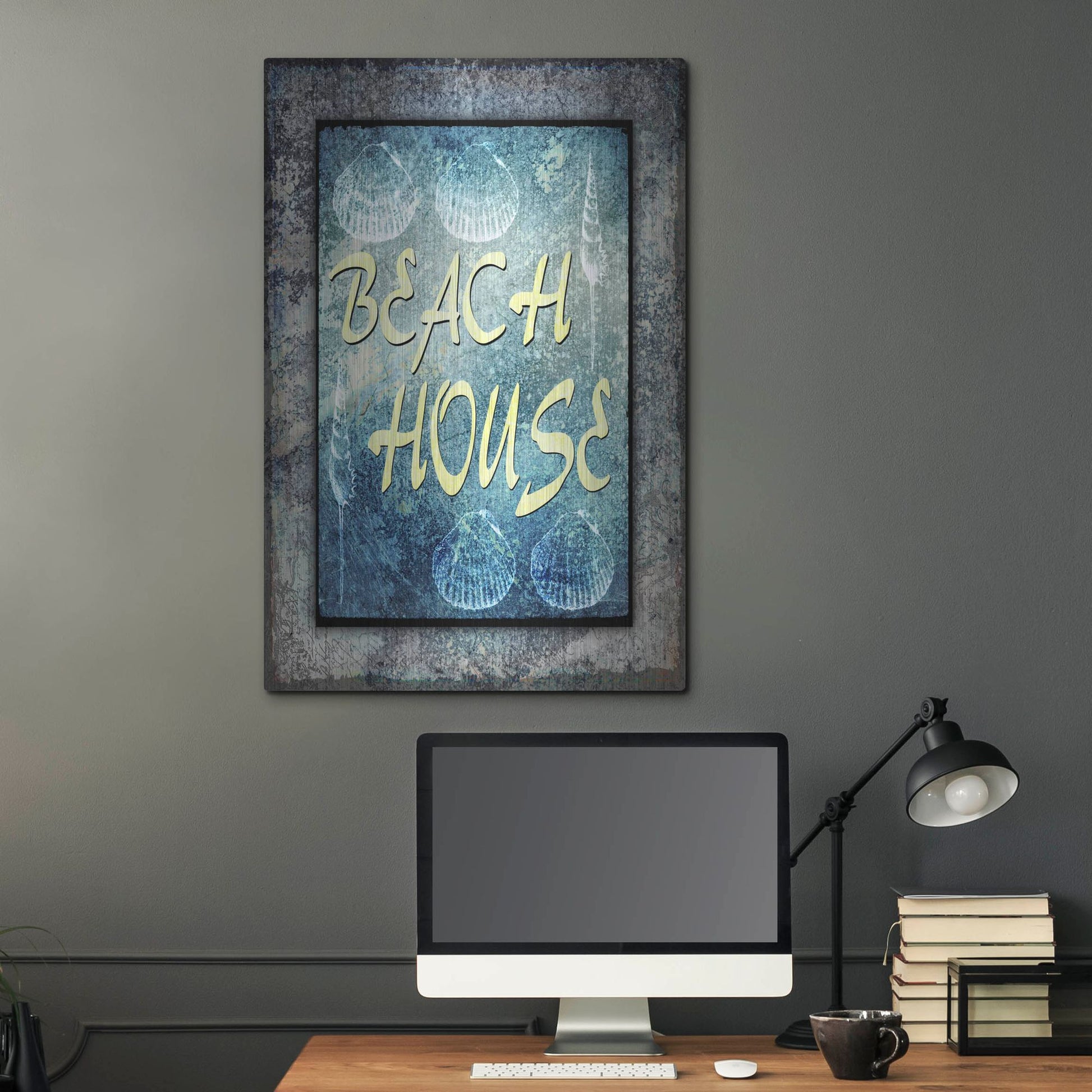 Luxe Metal Art 'Hello Beach House' by Lightbox Journal, Metal Wall Art,24x36