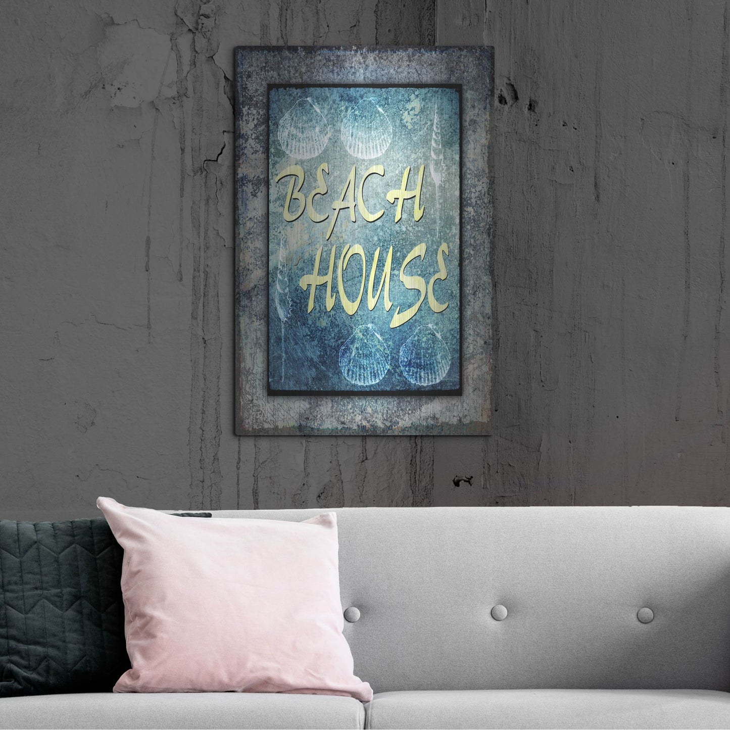 Luxe Metal Art 'Hello Beach House' by Lightbox Journal, Metal Wall Art,24x36