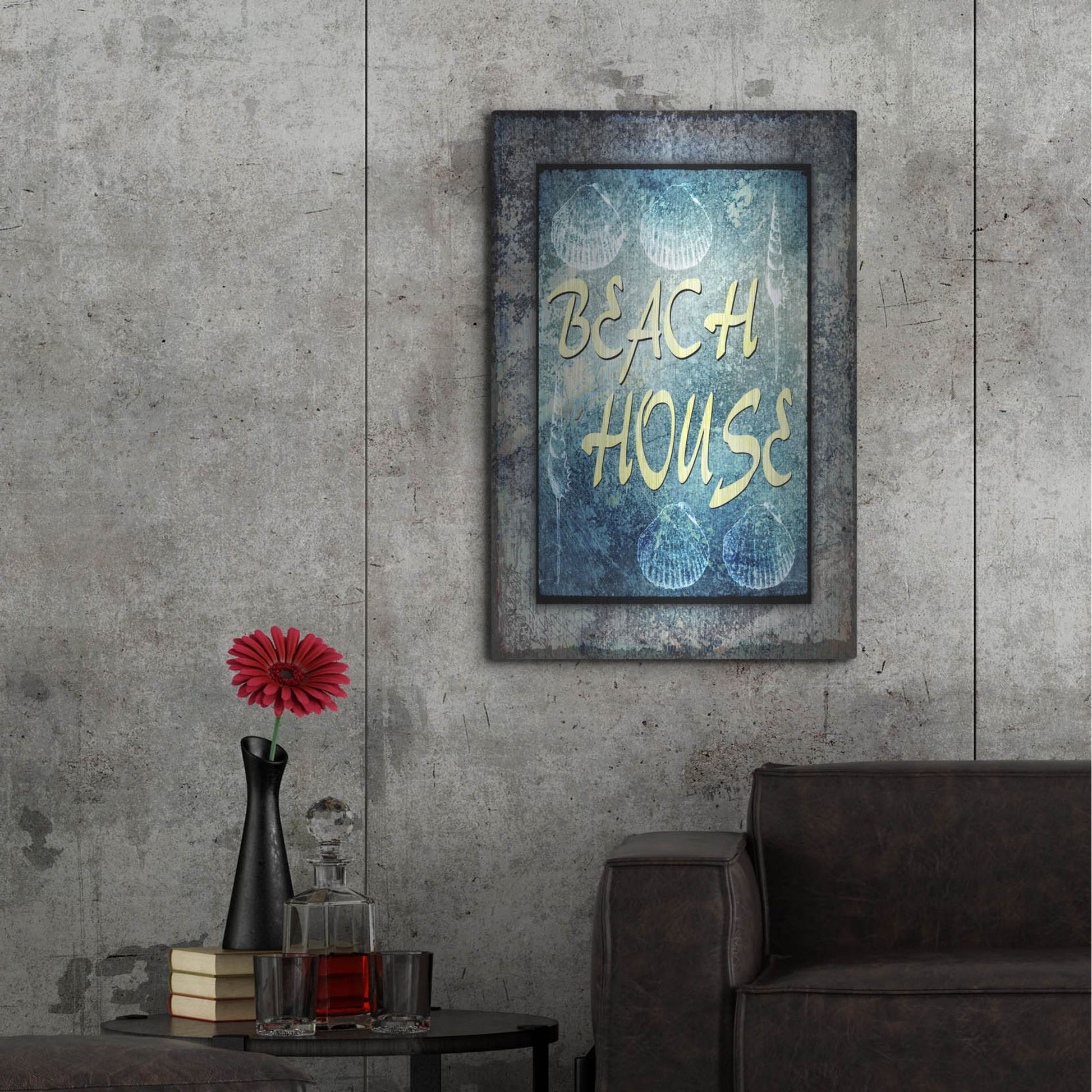 Luxe Metal Art 'Hello Beach House' by Lightbox Journal, Metal Wall Art,24x36