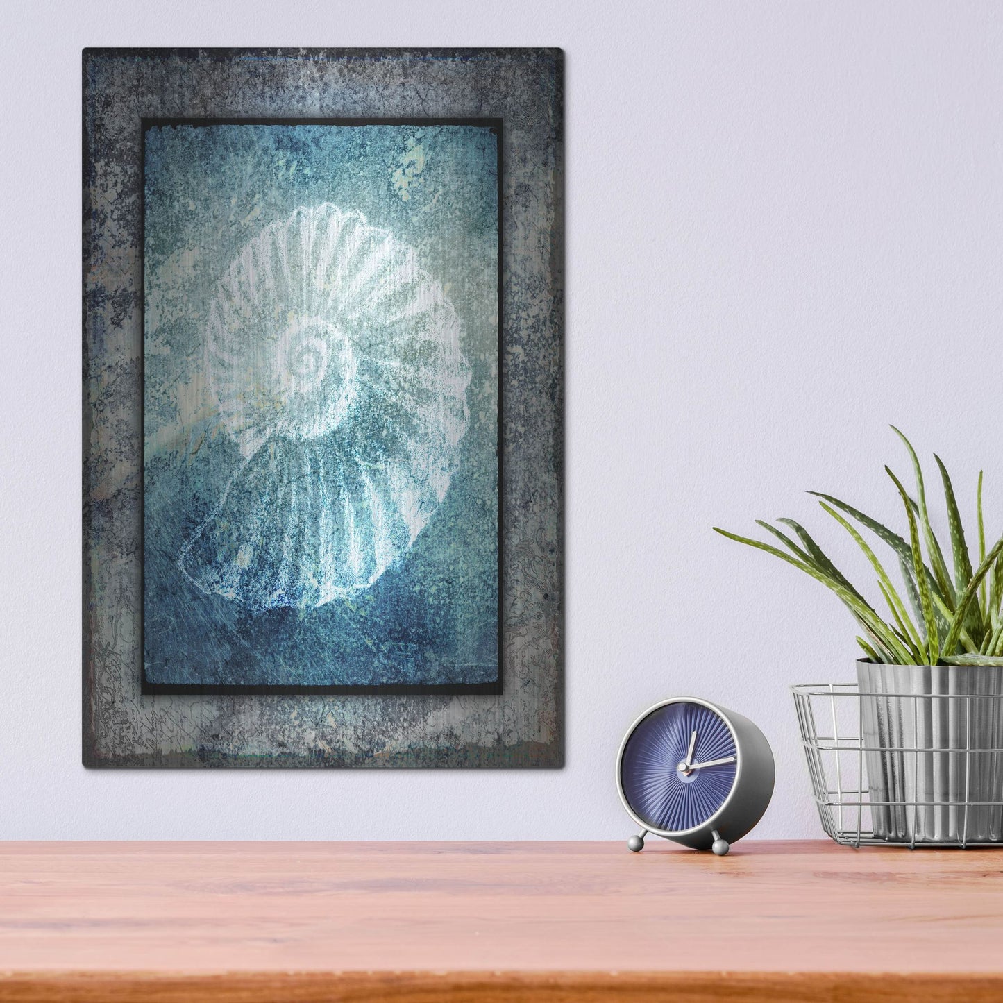Luxe Metal Art 'Hello Beach Shell I' by Lightbox Journal, Metal Wall Art,12x16