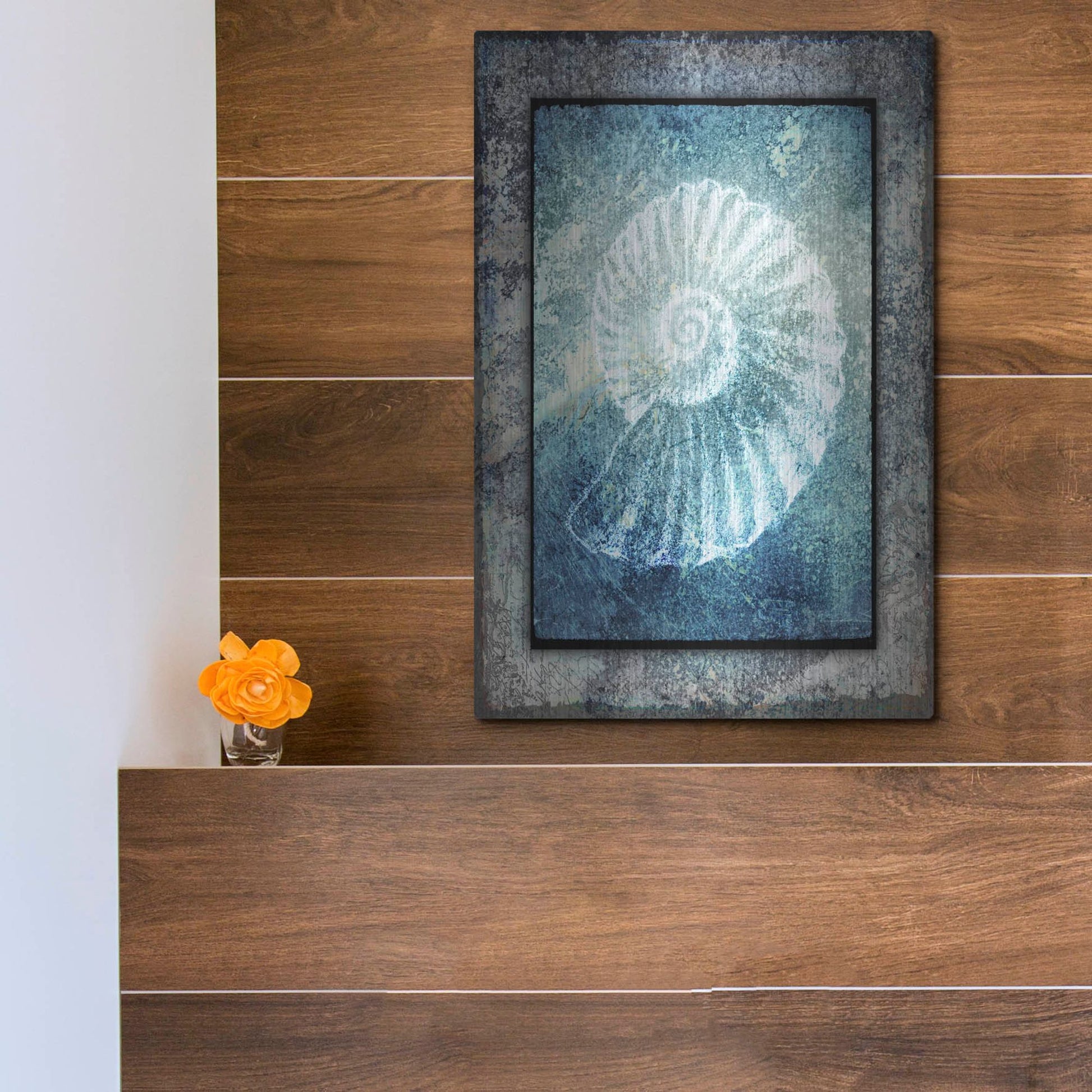 Luxe Metal Art 'Hello Beach Shell I' by Lightbox Journal, Metal Wall Art,12x16