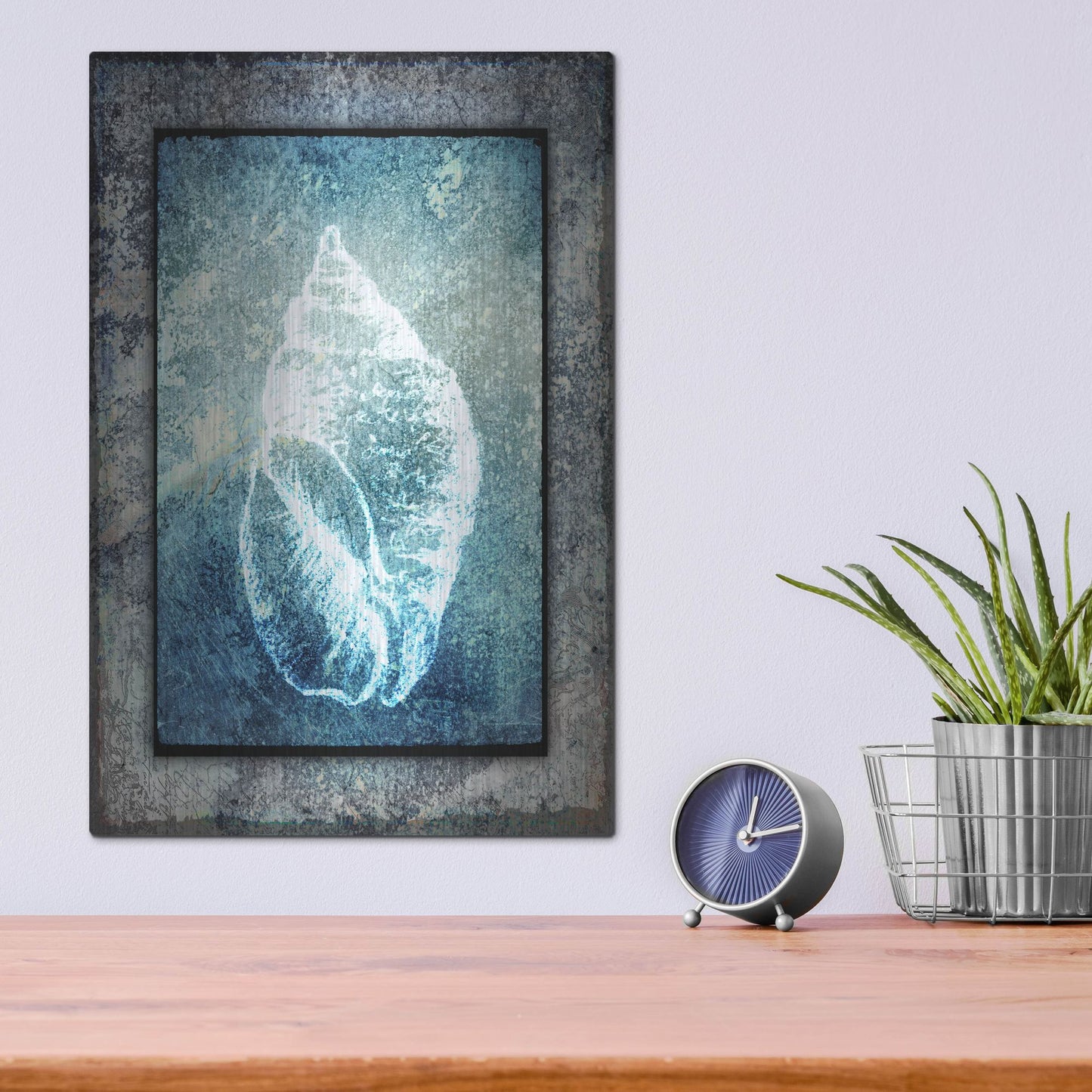 Luxe Metal Art 'Hello Beach Shell II' by Lightbox Journal, Metal Wall Art,12x16