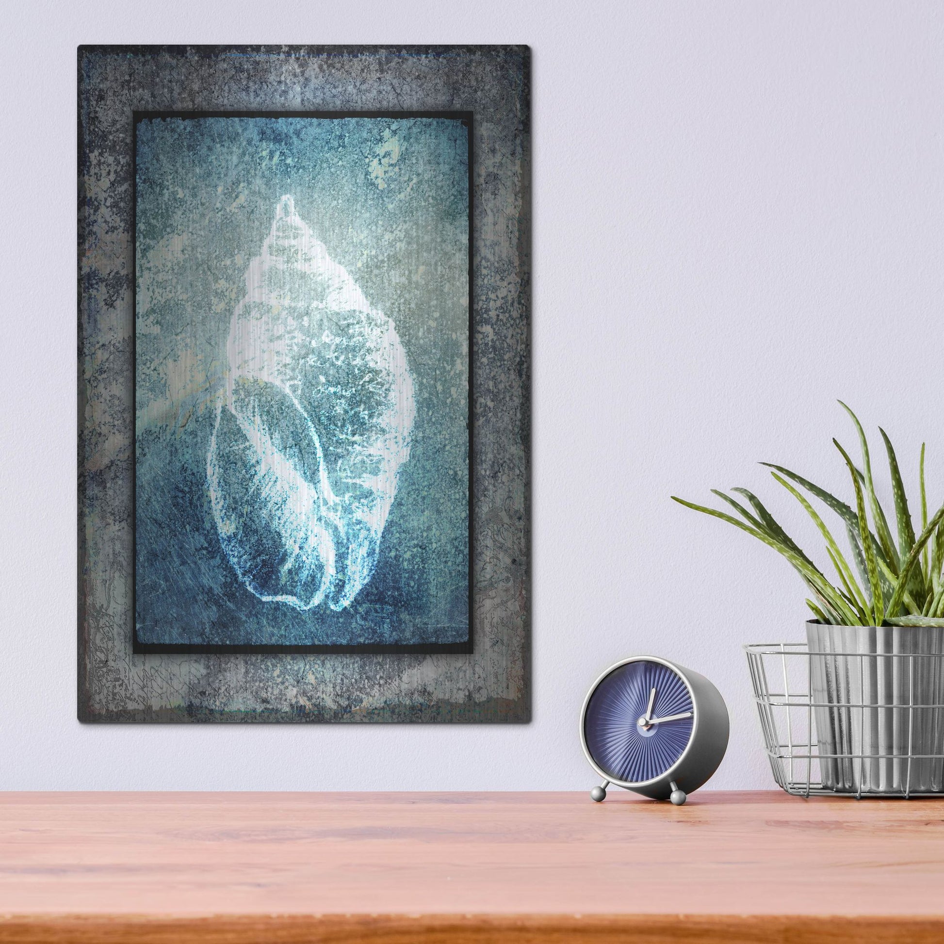 Luxe Metal Art 'Hello Beach Shell II' by Lightbox Journal, Metal Wall Art,12x16