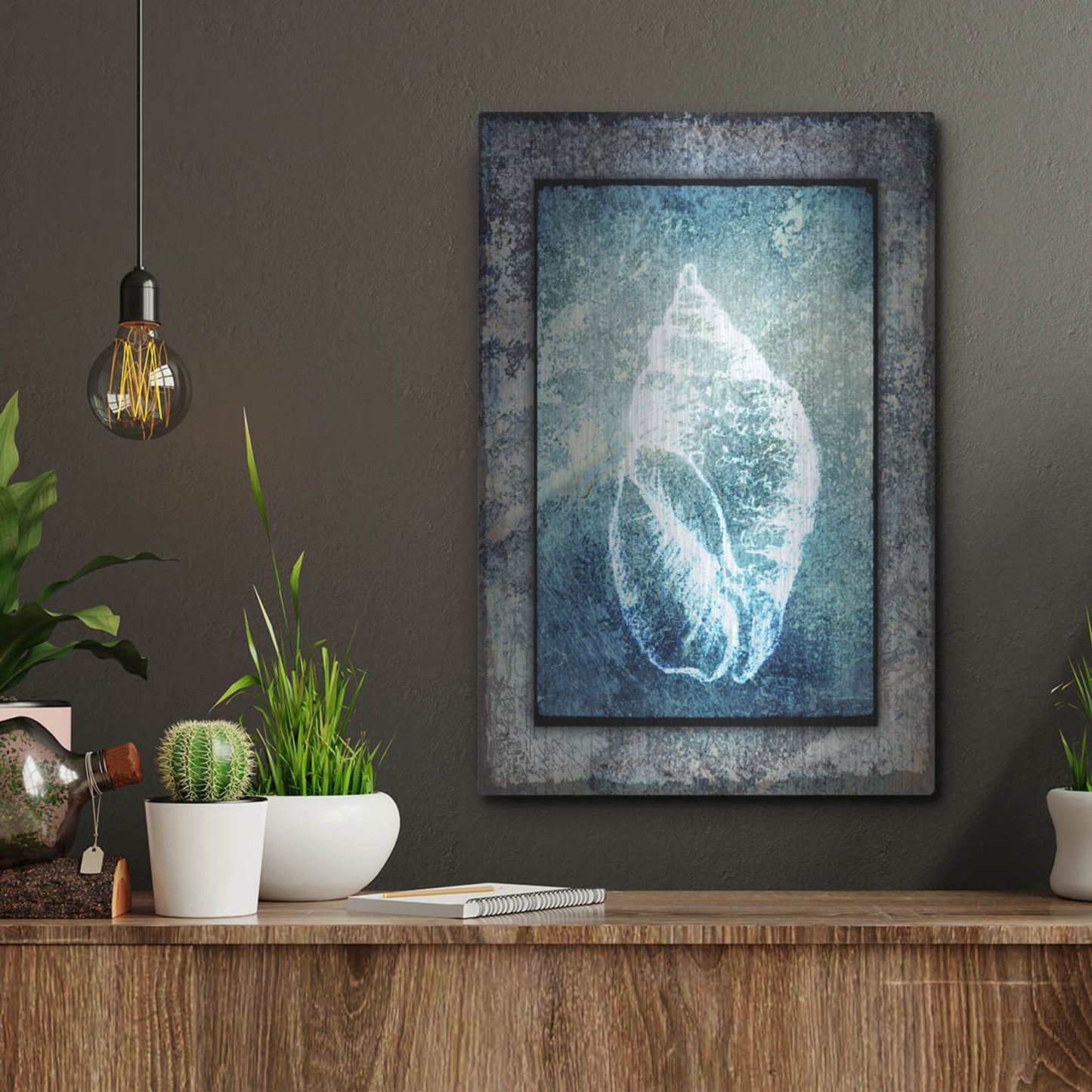 Luxe Metal Art 'Hello Beach Shell II' by Lightbox Journal, Metal Wall Art,12x16