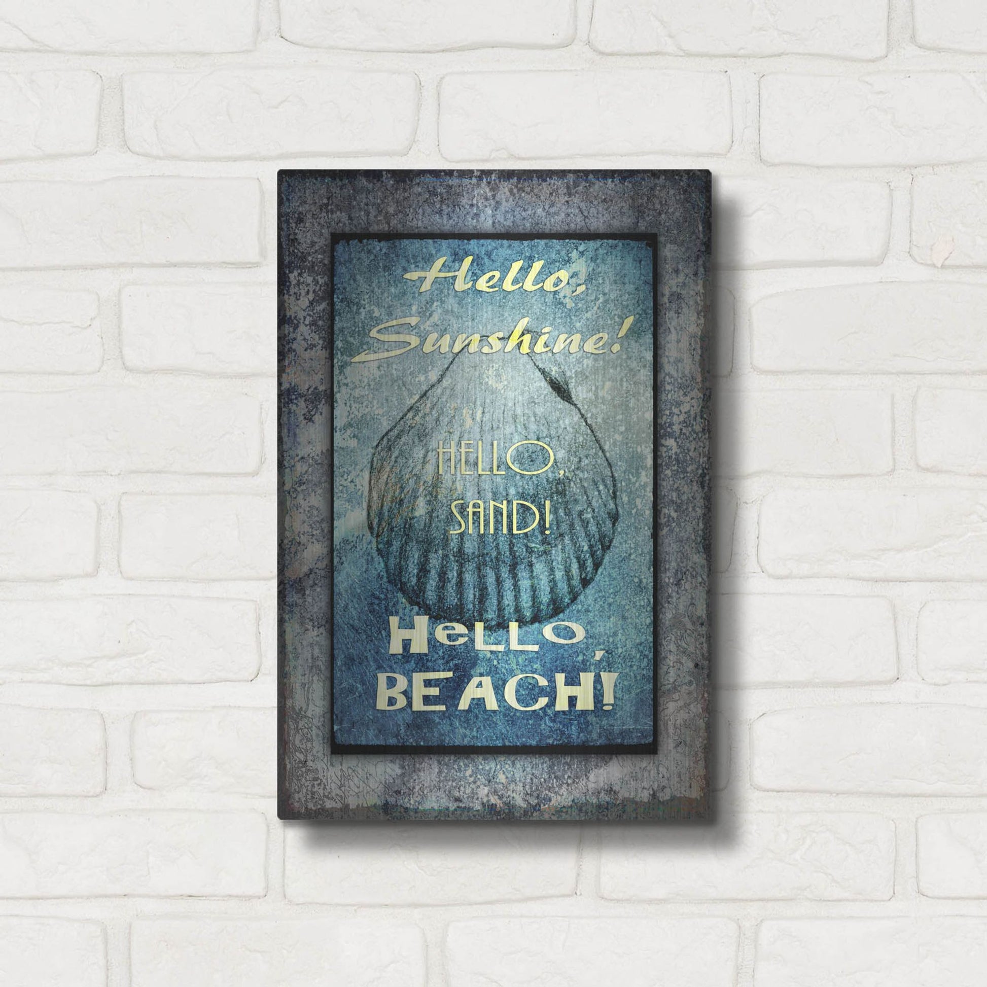 Luxe Metal Art 'Hello Beach' by Lightbox Journal, Metal Wall Art,12x16