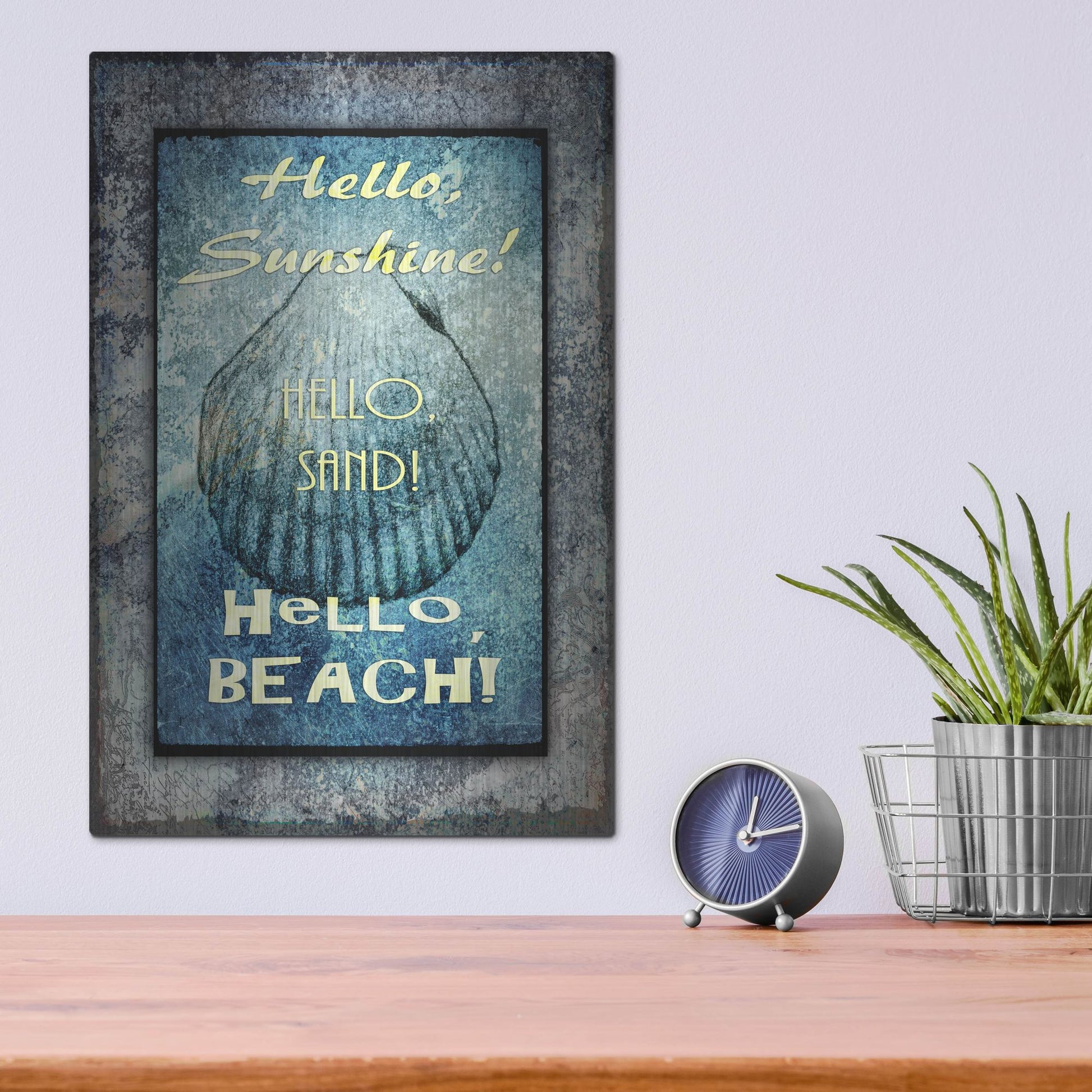 Luxe Metal Art 'Hello Beach' by Lightbox Journal, Metal Wall Art,12x16