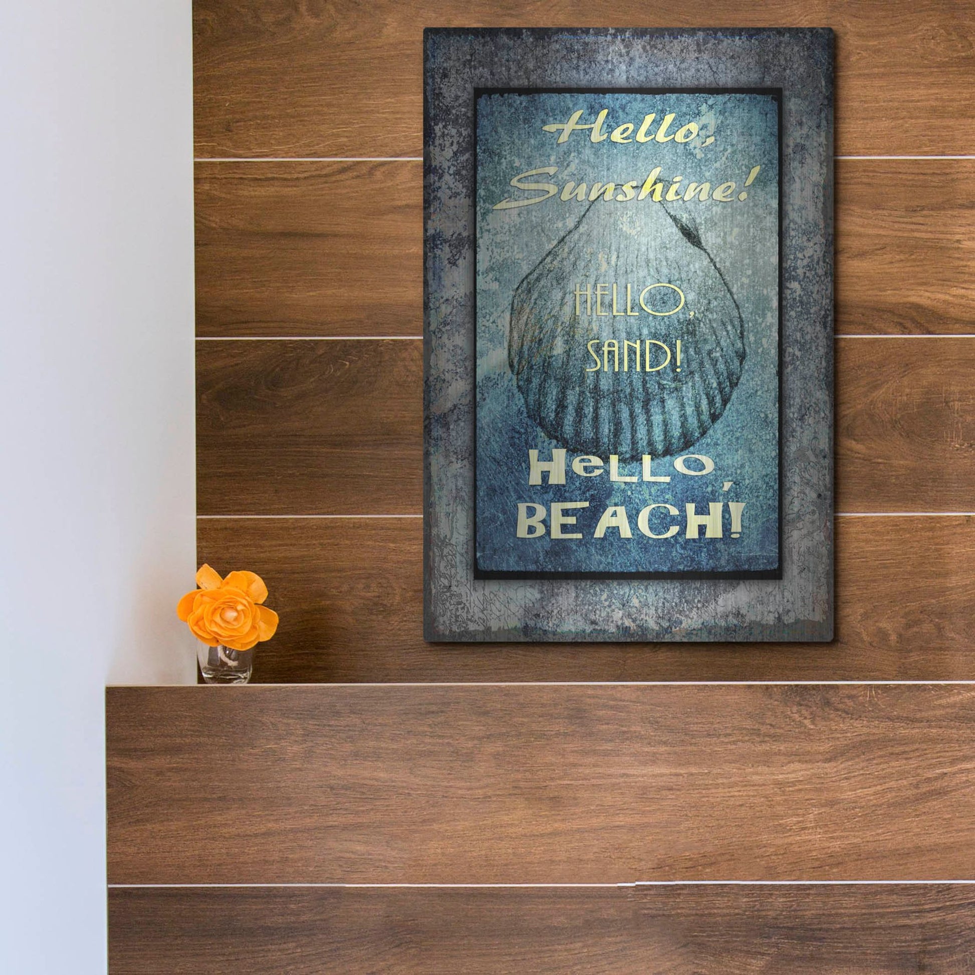 Luxe Metal Art 'Hello Beach' by Lightbox Journal, Metal Wall Art,12x16