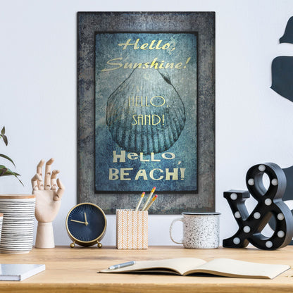 Luxe Metal Art 'Hello Beach' by Lightbox Journal, Metal Wall Art,12x16