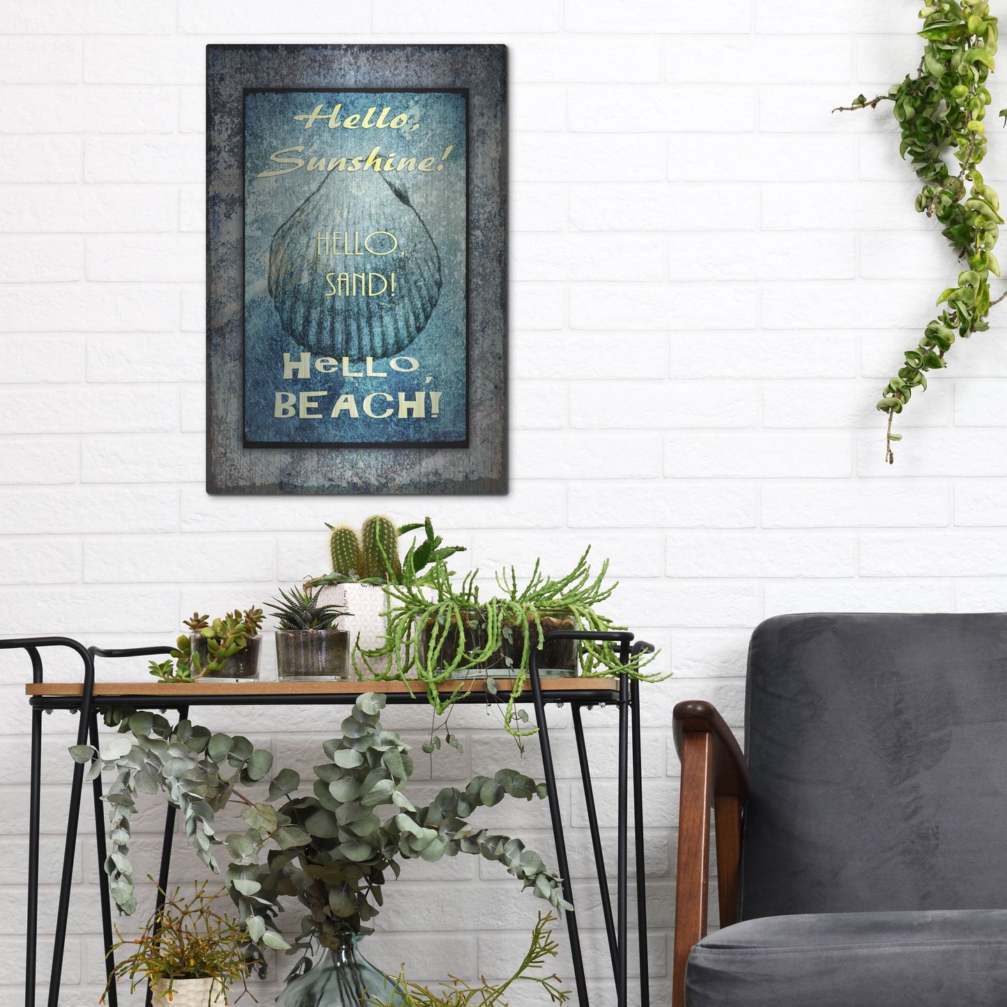 Luxe Metal Art 'Hello Beach' by Lightbox Journal, Metal Wall Art,12x16