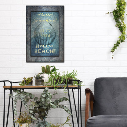 Luxe Metal Art 'Hello Beach' by Lightbox Journal, Metal Wall Art,12x16