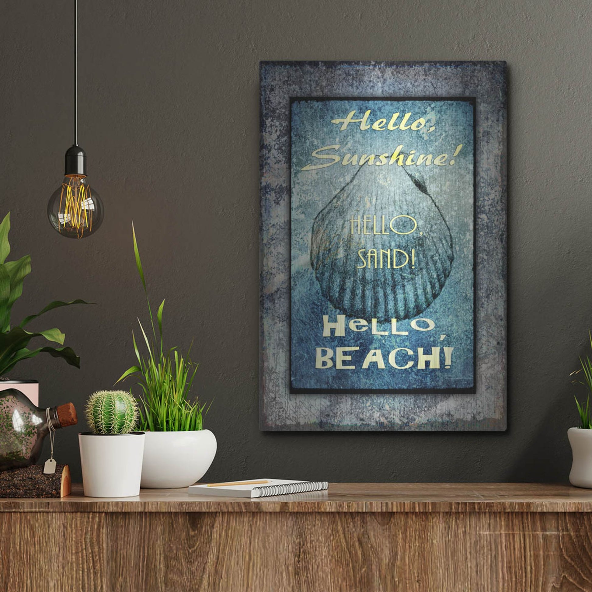 Luxe Metal Art 'Hello Beach' by Lightbox Journal, Metal Wall Art,12x16