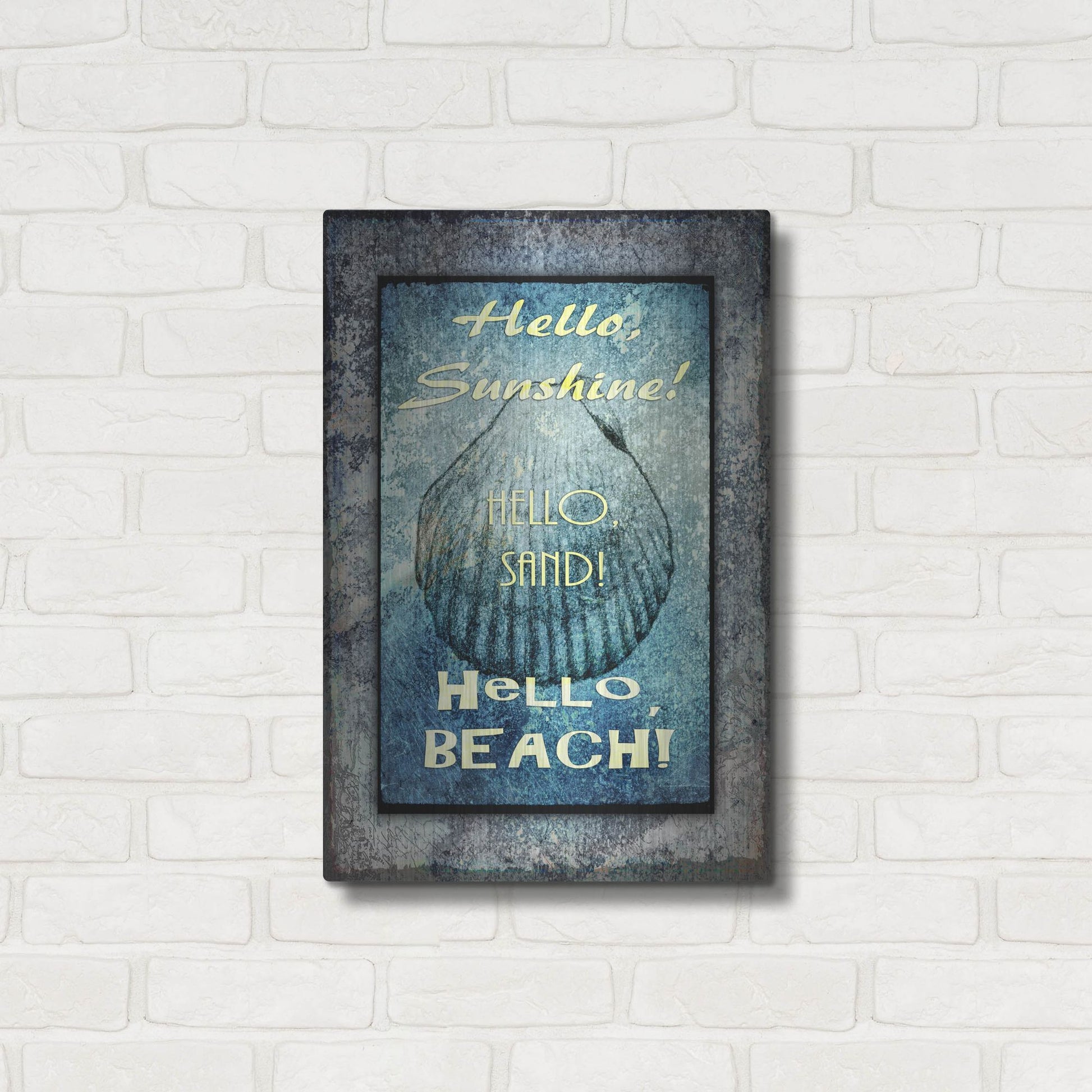 Luxe Metal Art 'Hello Beach' by Lightbox Journal, Metal Wall Art,16x24