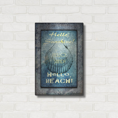 Luxe Metal Art 'Hello Beach' by Lightbox Journal, Metal Wall Art,16x24