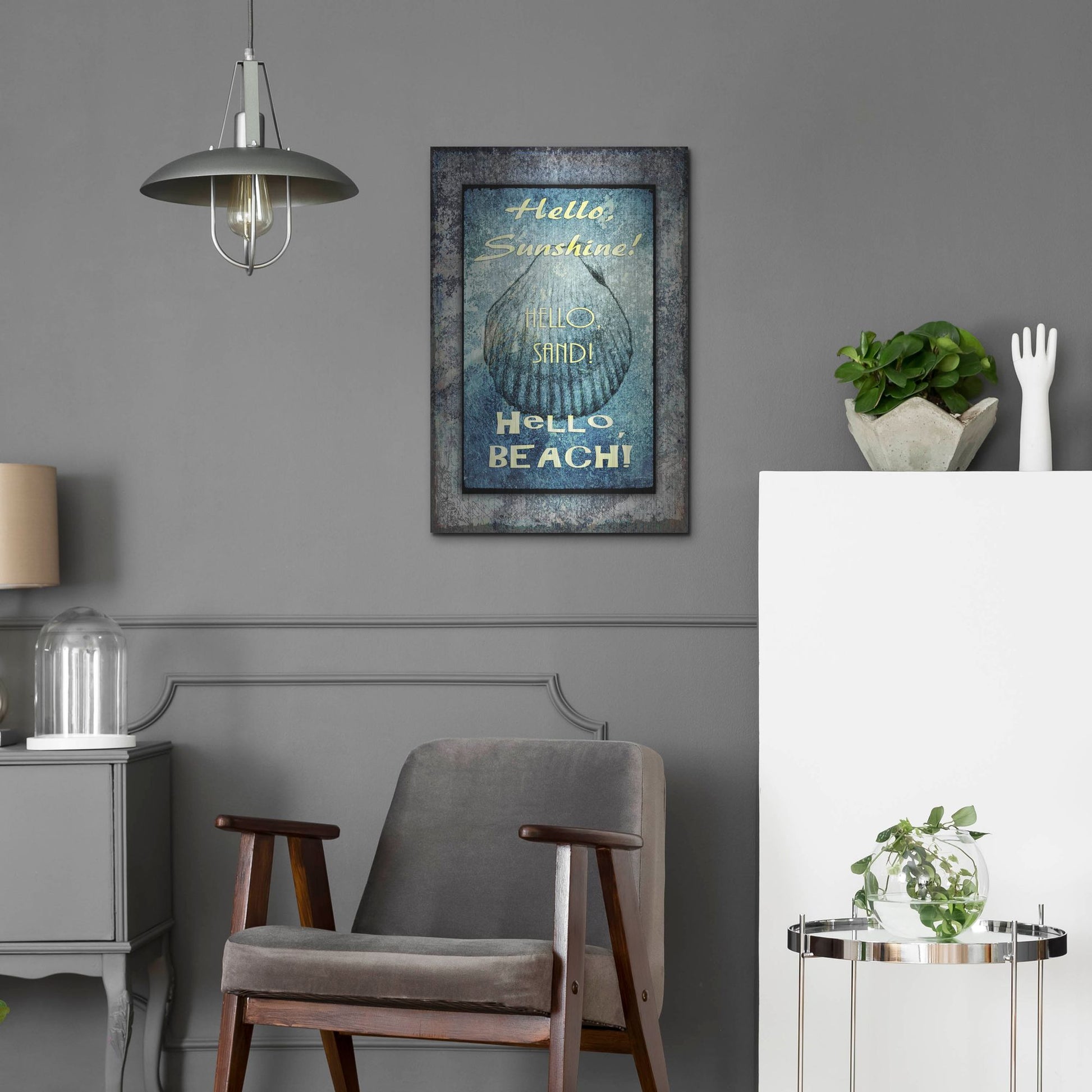 Luxe Metal Art 'Hello Beach' by Lightbox Journal, Metal Wall Art,16x24