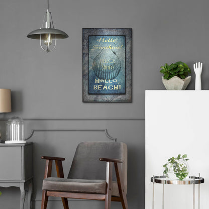 Luxe Metal Art 'Hello Beach' by Lightbox Journal, Metal Wall Art,16x24