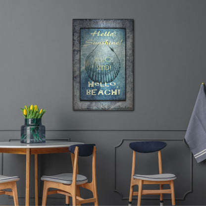 Luxe Metal Art 'Hello Beach' by Lightbox Journal, Metal Wall Art,24x36