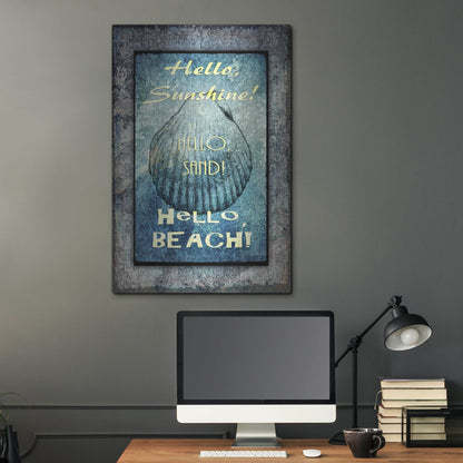 Luxe Metal Art 'Hello Beach' by Lightbox Journal, Metal Wall Art,24x36