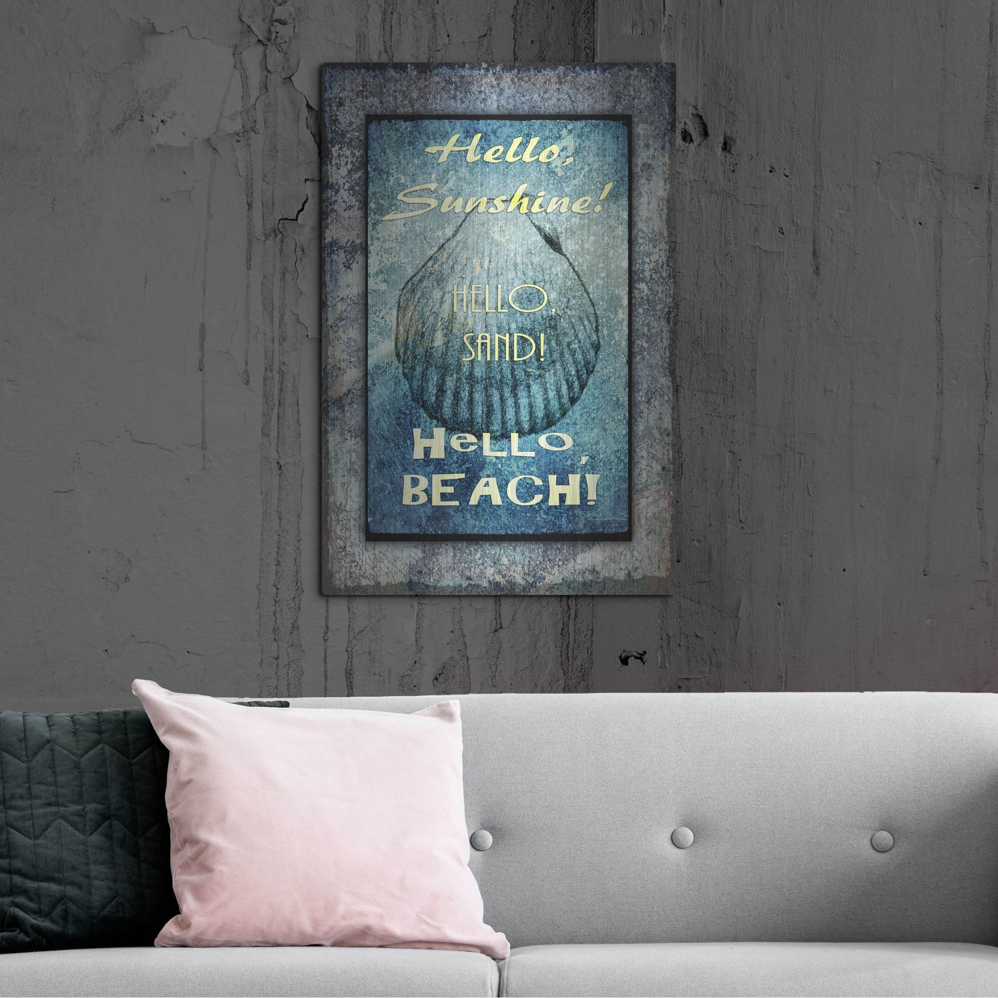 Luxe Metal Art 'Hello Beach' by Lightbox Journal, Metal Wall Art,24x36