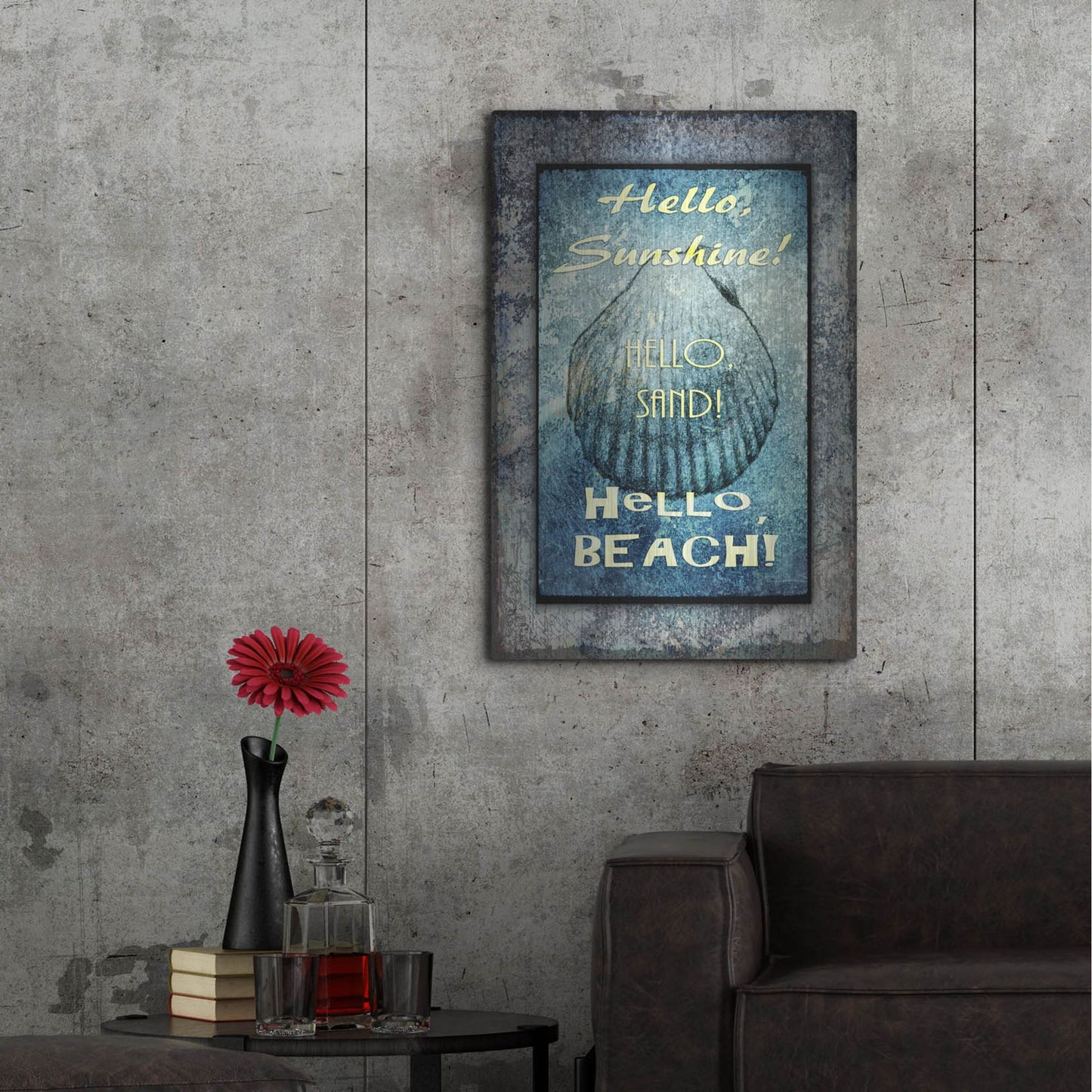 Luxe Metal Art 'Hello Beach' by Lightbox Journal, Metal Wall Art,24x36