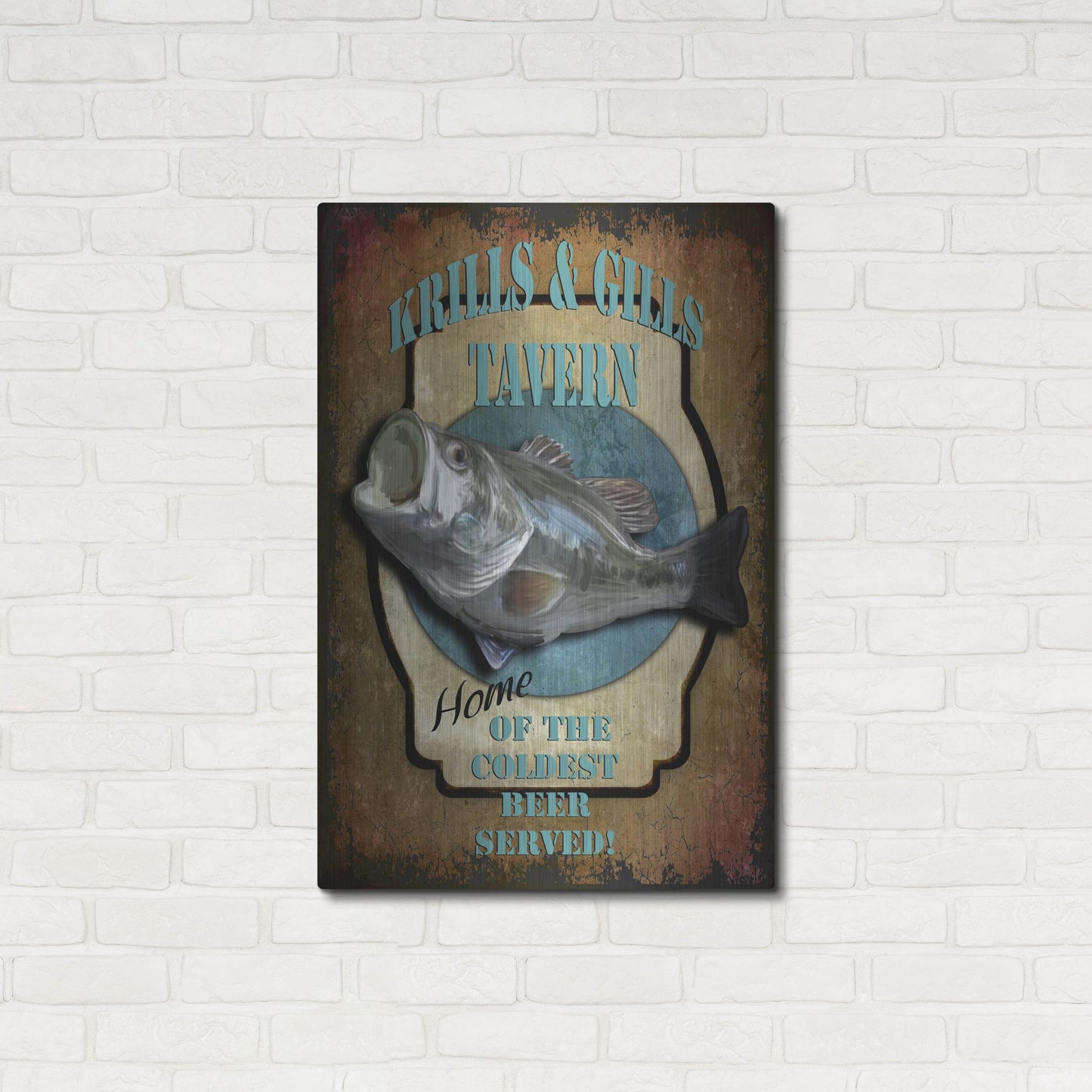Luxe Metal Art 'Krills & Gills Tavern' by Lightbox Journal, Metal Wall Art,24x36
