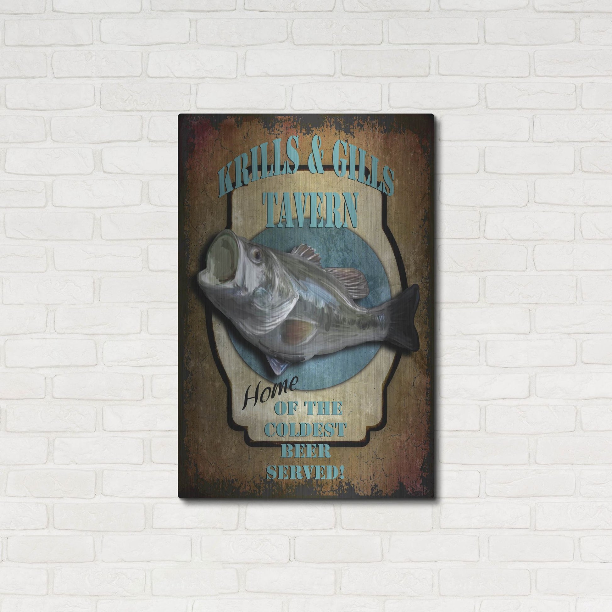Luxe Metal Art 'Krills & Gills Tavern' by Lightbox Journal, Metal Wall Art,24x36