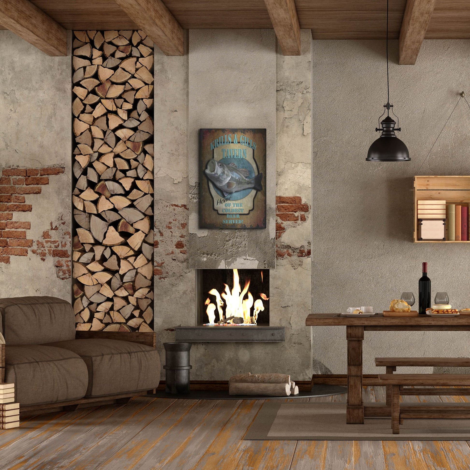 Luxe Metal Art 'Krills & Gills Tavern' by Lightbox Journal, Metal Wall Art,24x36