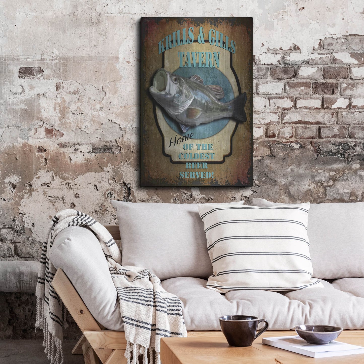 Luxe Metal Art 'Krills & Gills Tavern' by Lightbox Journal, Metal Wall Art,24x36