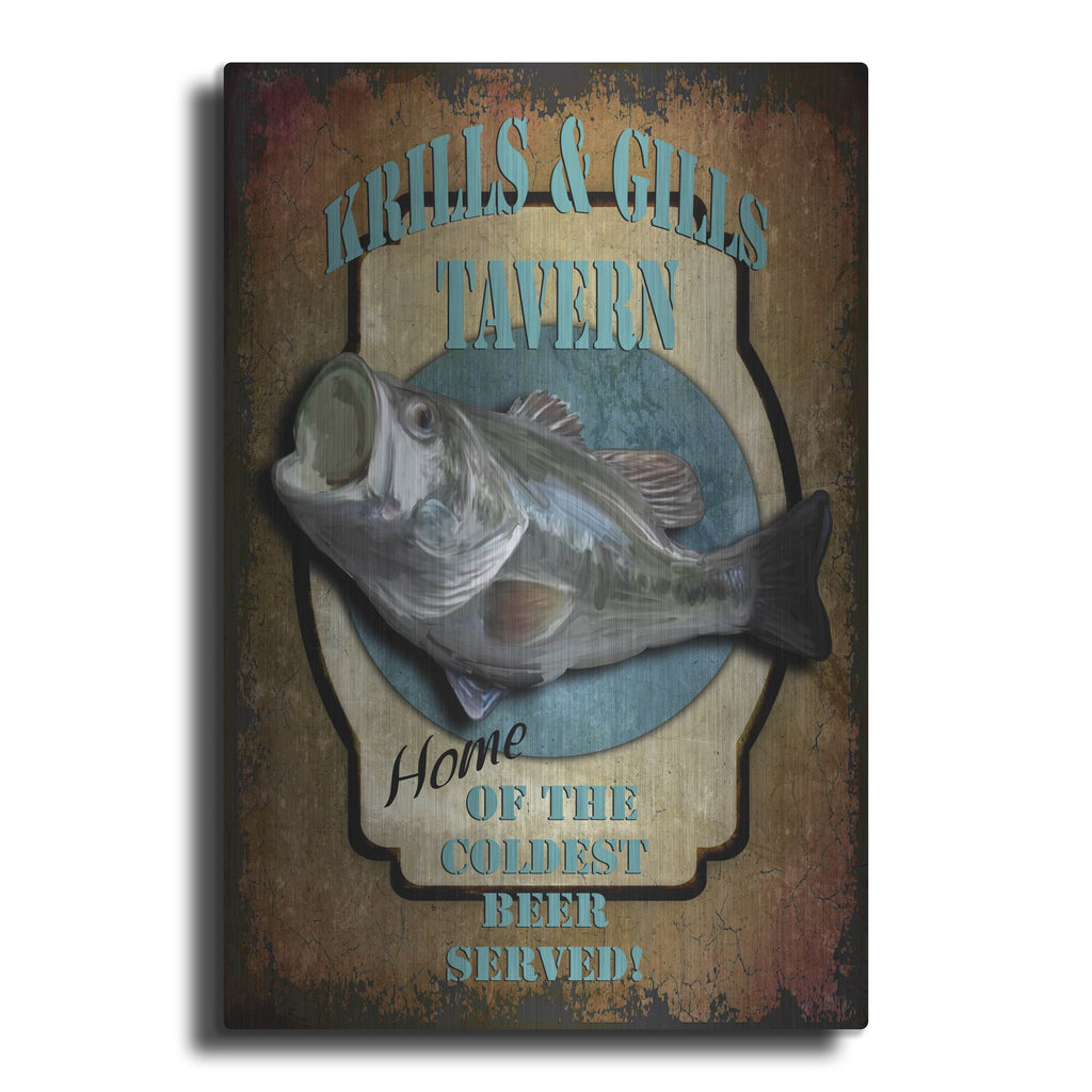Luxe Metal Art 'Krills & Gills Tavern' by Lightbox Journal, Metal Wall Art