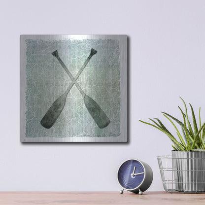 Luxe Metal Art 'Life Is Better At The Lake Oars 2' by Lightbox Journal, Metal Wall Art,12x12