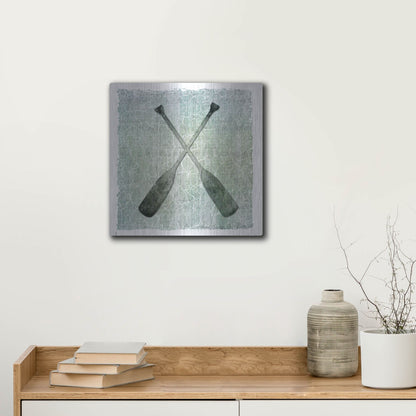 Luxe Metal Art 'Life Is Better At The Lake Oars 2' by Lightbox Journal, Metal Wall Art,12x12