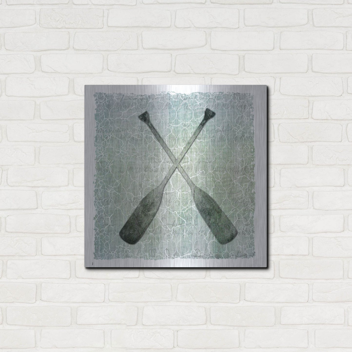 Luxe Metal Art 'Life Is Better At The Lake Oars 2' by Lightbox Journal, Metal Wall Art,24x24