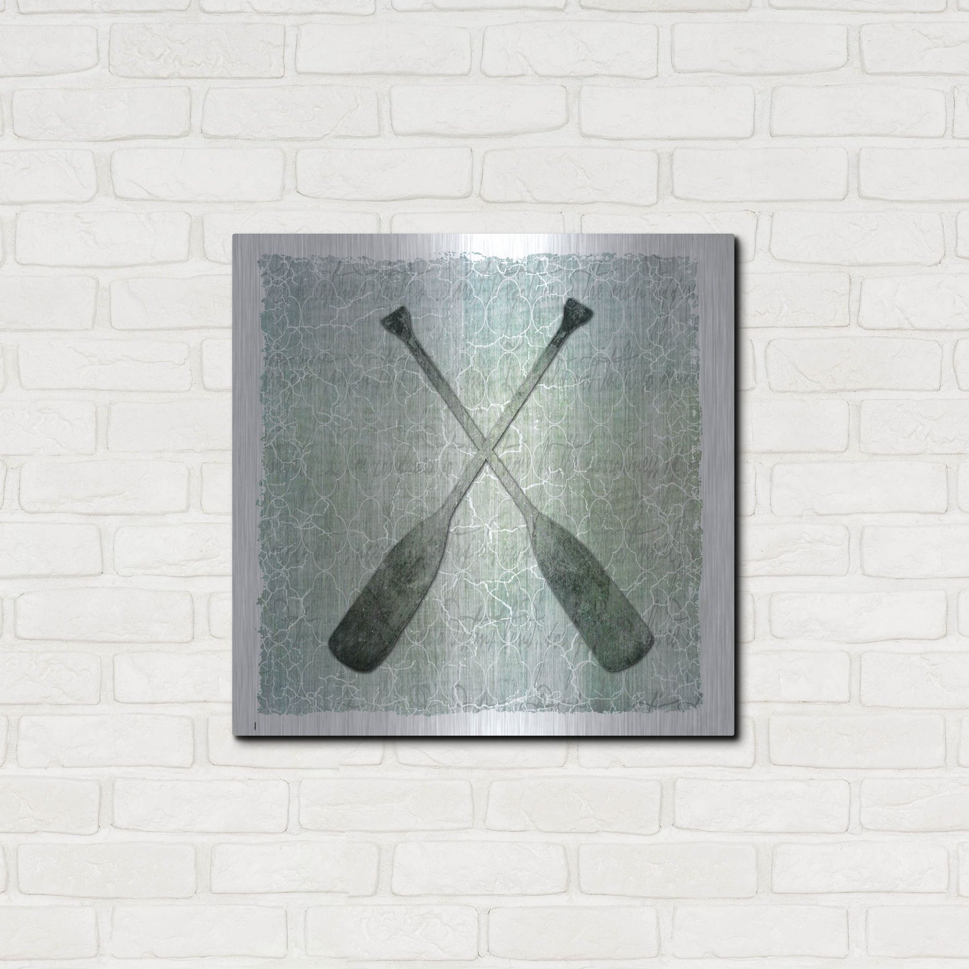 Luxe Metal Art 'Life Is Better At The Lake Oars 2' by Lightbox Journal, Metal Wall Art,24x24