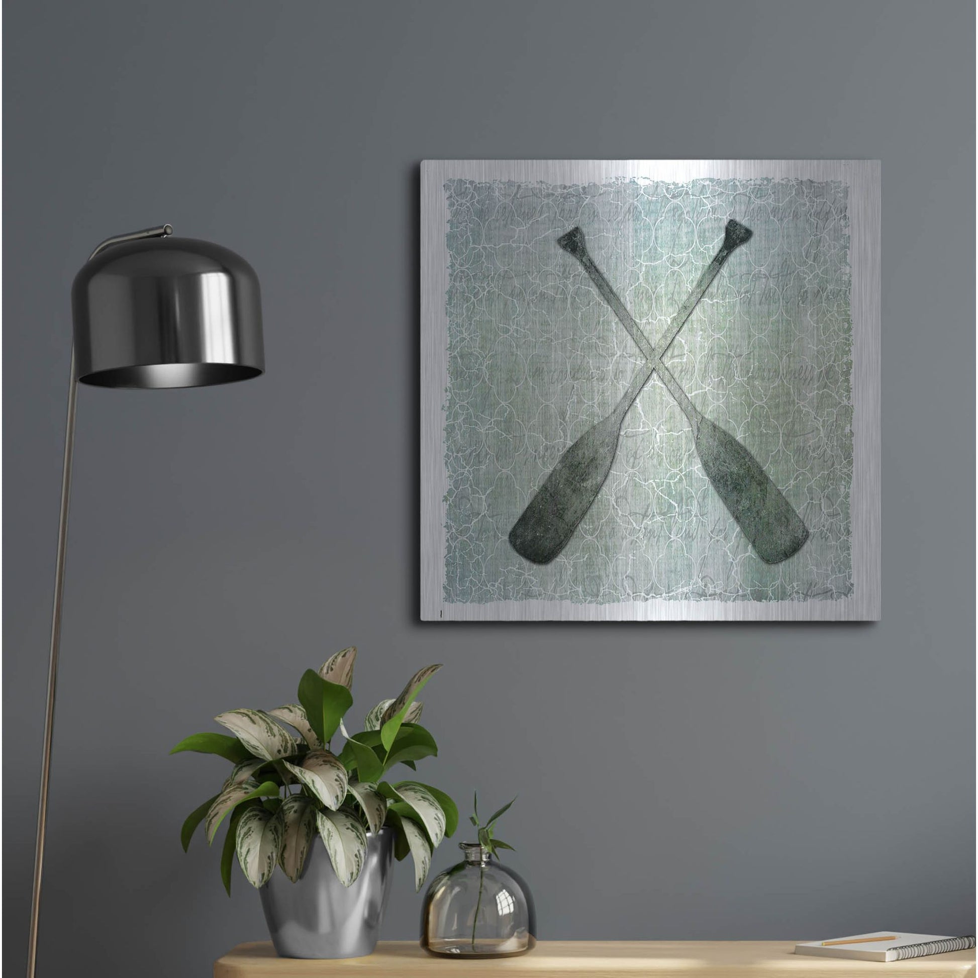 Luxe Metal Art 'Life Is Better At The Lake Oars 2' by Lightbox Journal, Metal Wall Art,24x24