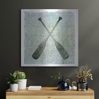 Luxe Metal Art 'Life Is Better At The Lake Oars 2' by Lightbox Journal, Metal Wall Art,24x24